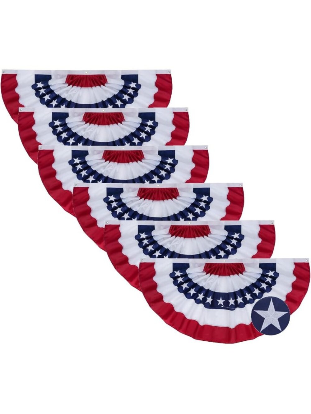 SYII Bunting Flag 2x4 Feet Outdoor (6 PCS), Embroidery Stars American US Bunting